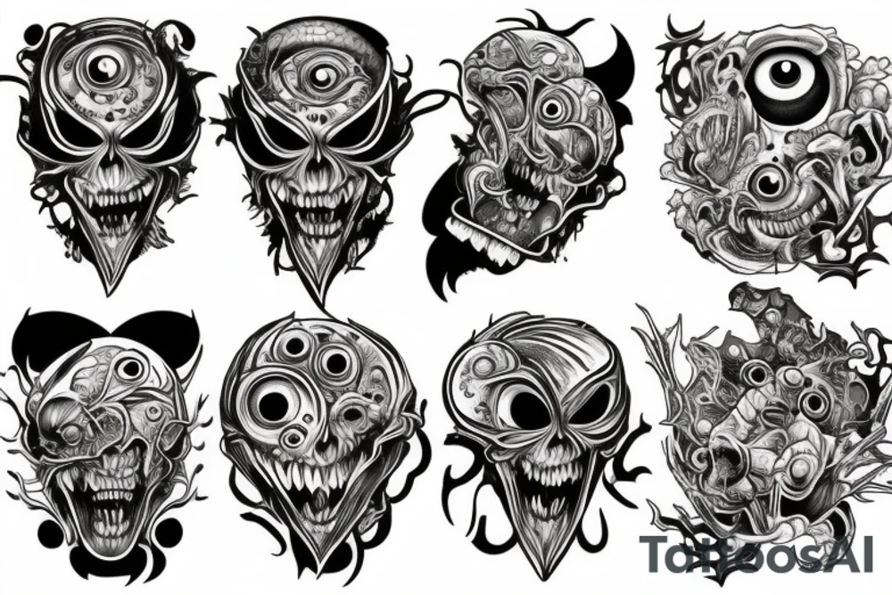 monster with many eyes tattoo idea