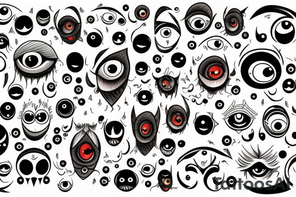 monster with many eyes tattoo idea