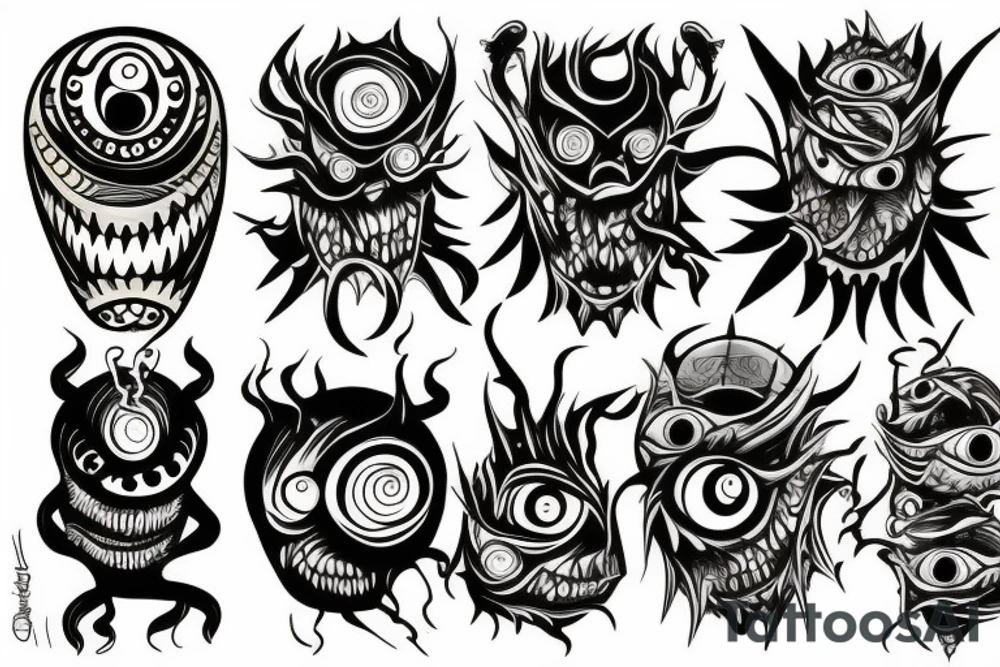 monster with many eyes tattoo idea