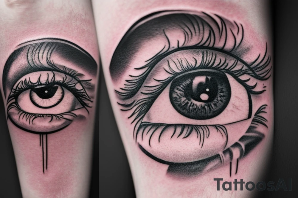 eye with a monter`s mouth on the background tattoo idea