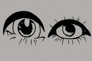eye with a monter`s mouth on the background tattoo idea