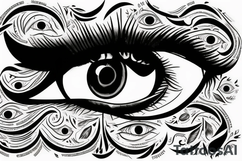 eye with a monter`s mouth on the background tattoo idea