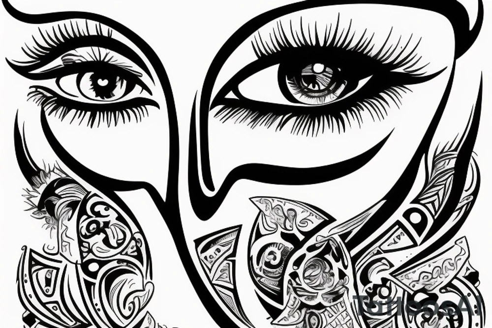 eye with a monter`s mouth on the background tattoo idea