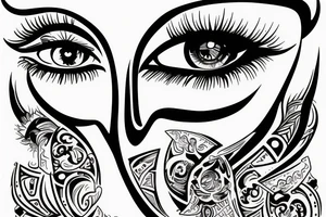 eye with a monter`s mouth on the background tattoo idea