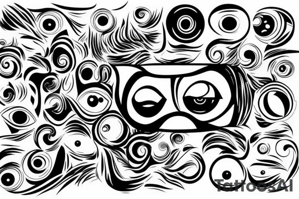 eye with a monter`s mouth on the background tattoo idea