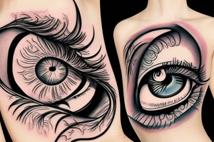eye with a monter`s mouth on the background tattoo idea