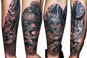 Forearm sleeve metaphysical design tattoo idea