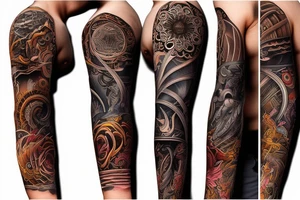 Forearm sleeve metaphysical and spiritual design tattoo idea