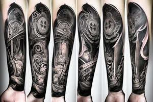 Forearm sleeve metaphysical and spiritual design tattoo idea