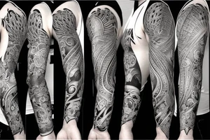 Forearm half sleeve spiritual design tattoo idea