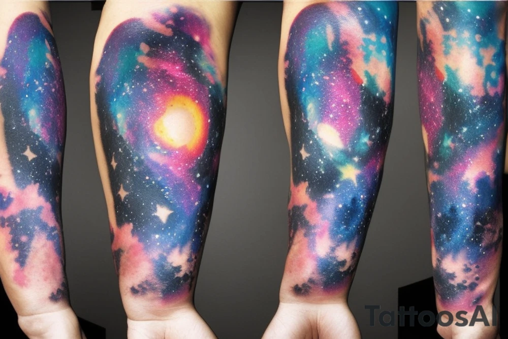 Forearm half sleeve galaxy design tattoo idea