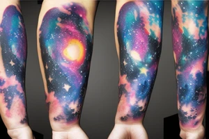 Forearm half sleeve galaxy design tattoo idea