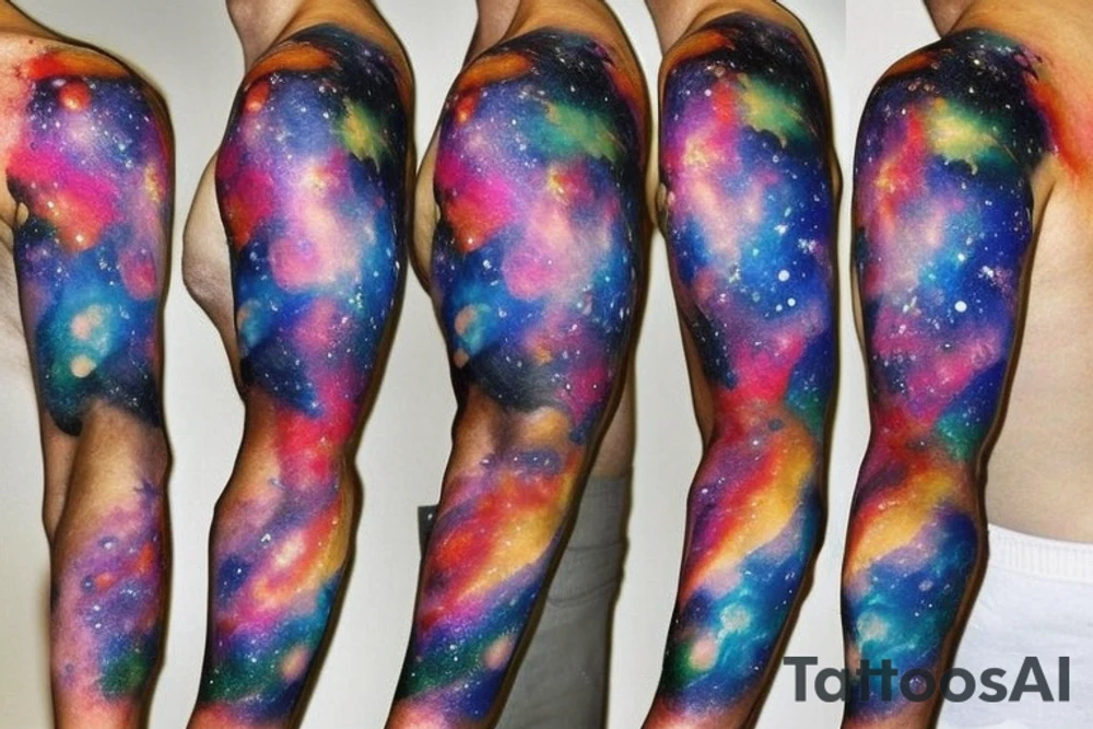 Forearm half sleeve galaxy design tattoo idea