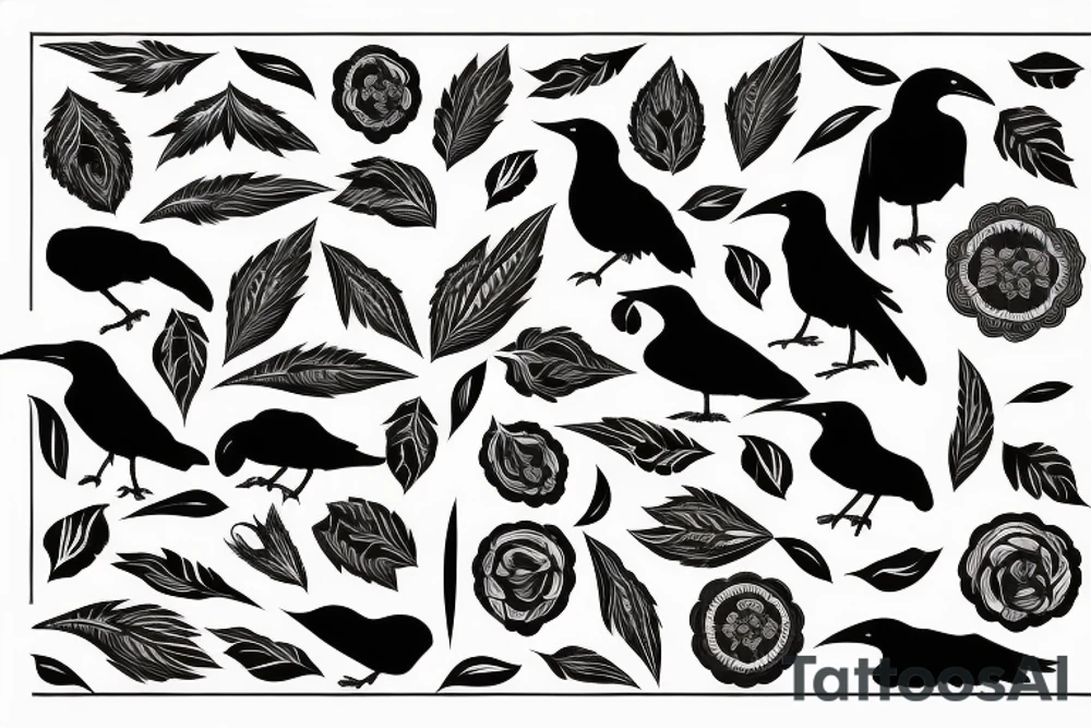 scandinavian theme, patterns, large tattoo, behold, raven tattoo idea
