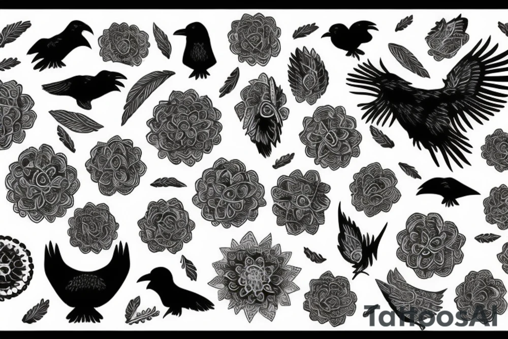 scandinavian theme, patterns, large tattoo, behold, raven tattoo idea