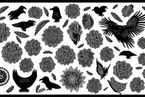 scandinavian theme, patterns, large tattoo, behold, raven tattoo idea