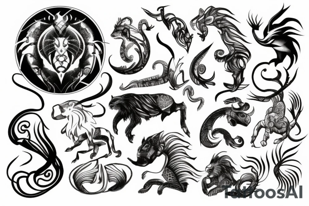 combination of zodiac signs leo and scorpio tattoo idea