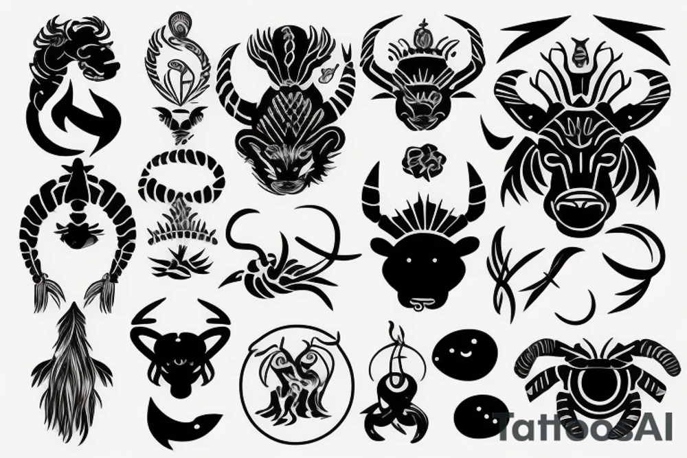 leo + scorpio zodiac sign tattoo idea
