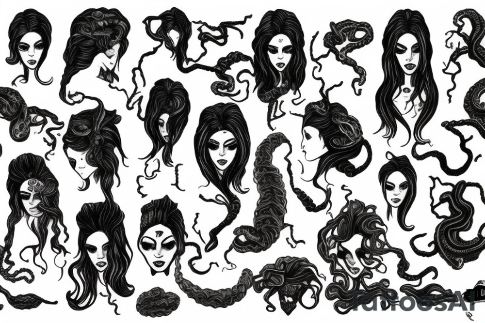 Medusa split in half with normal woman tattoo idea