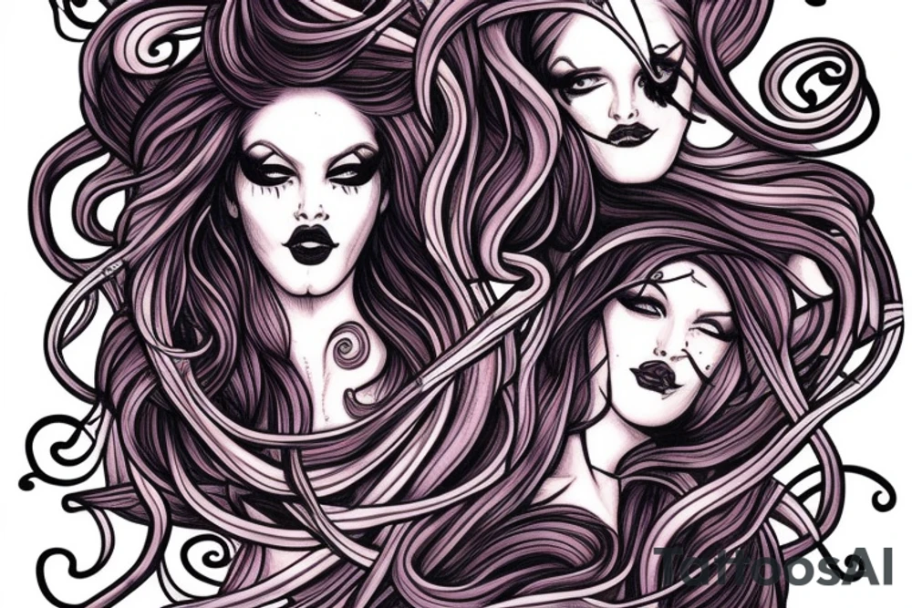 Medusa split in half with normal woman tattoo idea