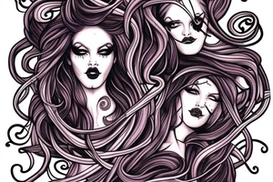 Medusa split in half with normal woman tattoo idea