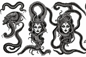 Medusa split in half with normal woman tattoo idea