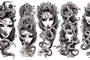 Medusa split in half with mother godess tattoo idea