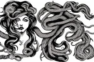 Medusa split in half with mother godess tattoo idea