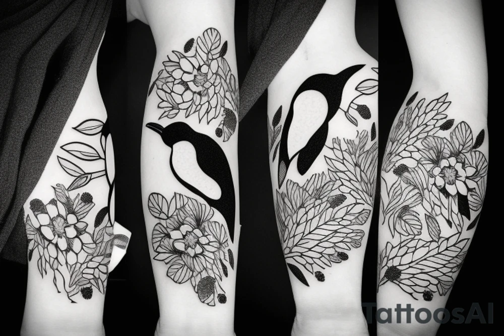 Husband wife tattoo penguins minimal tattoo idea