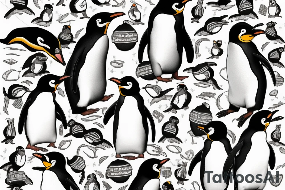 Husband wife tattoo penguins minimal tattoo idea