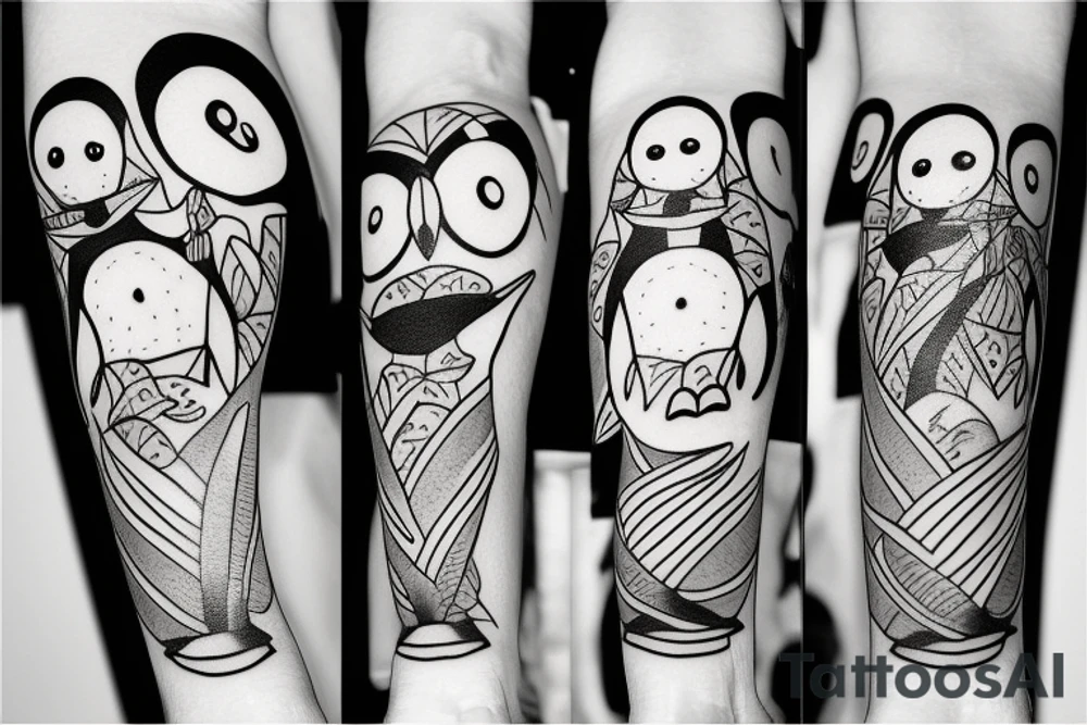 Husband and Wife tattoo penguin minimal tattoo idea