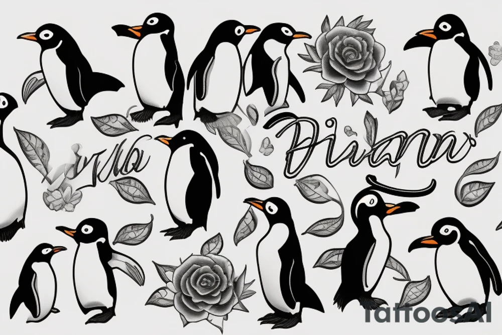 Husband and Wife tattoo penguin minimal tattoo idea