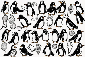 Couples penguin minimal tattoo idea