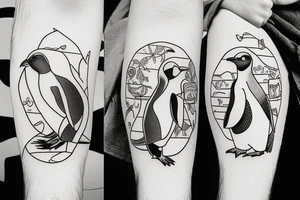 Couples penguin minimal tattoo idea