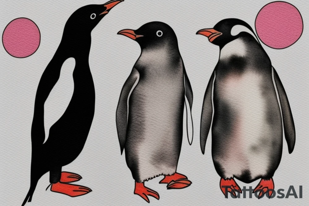 Couples penguin minimal tattoo idea