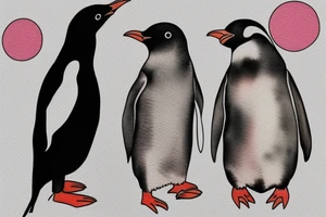 Couples penguin minimal tattoo idea