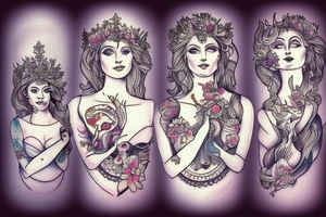 Mother godess with two daughters tattoo idea