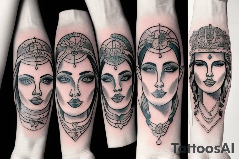 Mother godess with two daughters tattoo idea