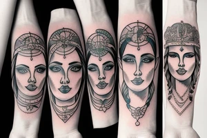 Mother godess with two daughters tattoo idea