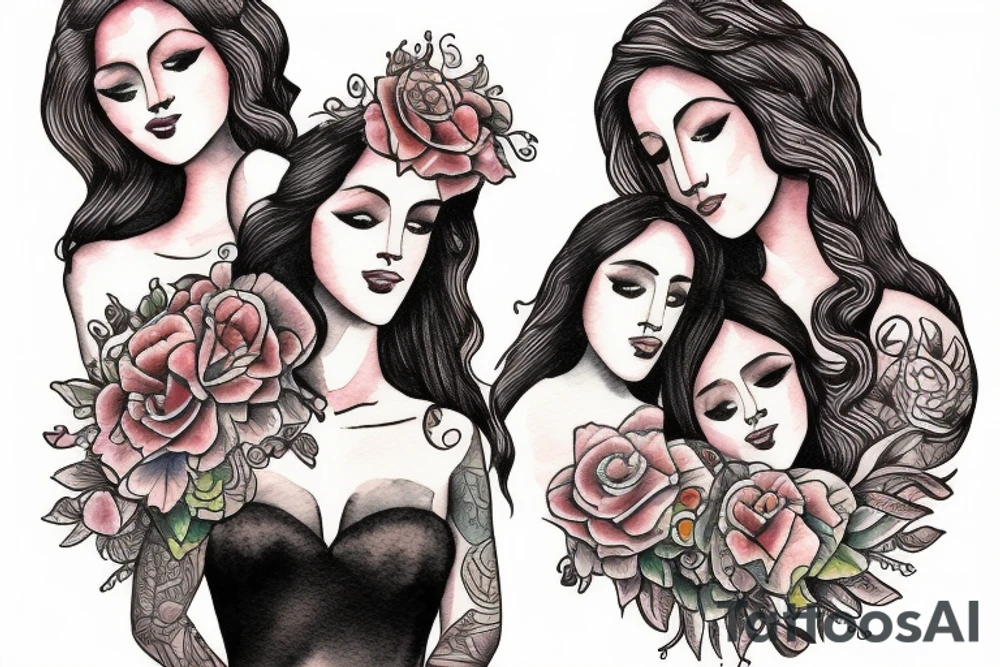Mother godess with two daughters tattoo idea
