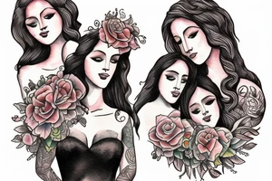 Mother godess with two daughters tattoo idea