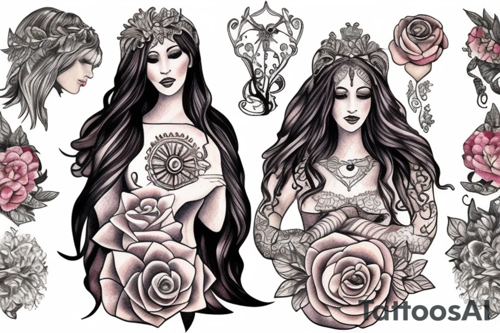 Mother godess with two daughters tattoo idea