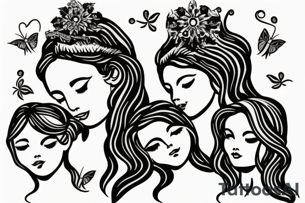 Mother godess with two daughters tattoo idea