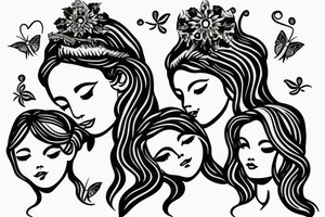 Mother godess with two daughters tattoo idea