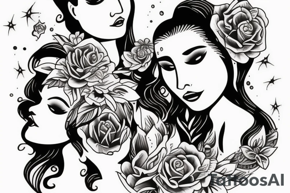 Mother godess with two daughters tattoo idea