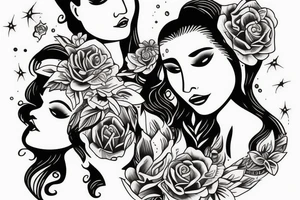 Mother godess with two daughters tattoo idea