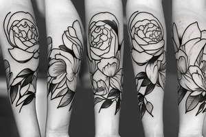 Magnolias carnation peonies roses tattoo idea