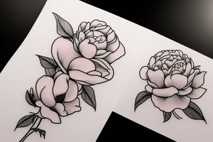 Magnolias carnation peonies roses tattoo idea