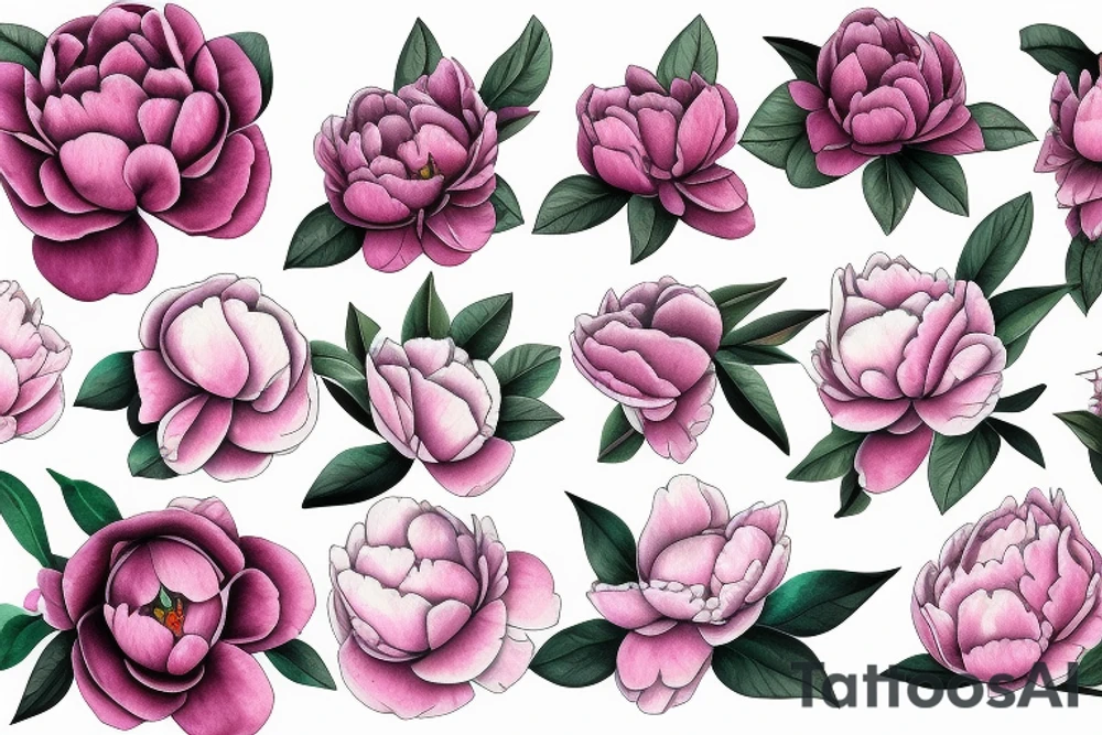 Magnolias carnation peonies roses tattoo idea