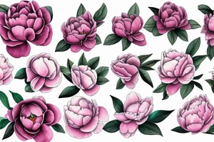 Magnolias carnation peonies roses tattoo idea